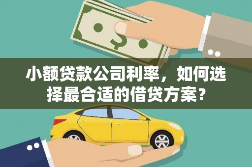 左权小额贷款公司利率，如何选择最合适的借贷方案？